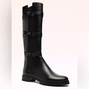 🔥🔥🔥Alexandre Birman Lolita Knotted Black Leather Rain Boots
